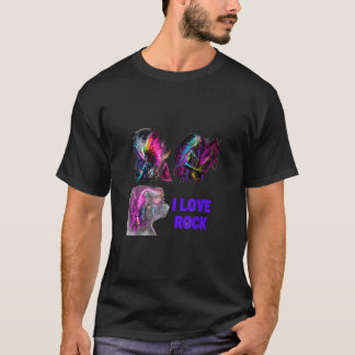 T-shirt produit avec des images de musiciens de rock