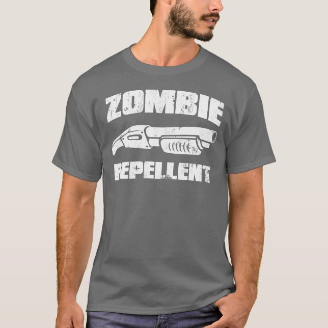 T-shirt produit répulsif de zombi - le fusil de chasse (Devant)