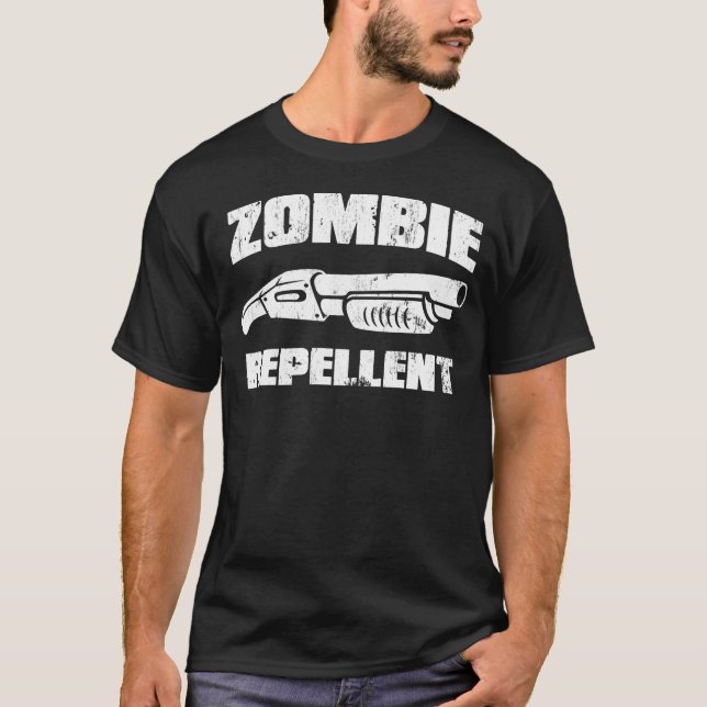 T-shirt produit répulsif de zombi - le fusil de chasse (Devant)