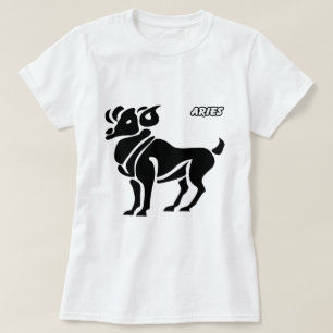 T-SHIRT PRODUITS NOIRS ET BLANCS D'HOROSCOPES DE BÉLIER