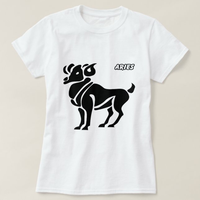 T-SHIRT PRODUITS NOIRS ET BLANCS D'HOROSCOPES DE BÉLIER (Design devant)