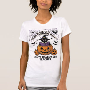 T-shirt Prof Cat Halloween Citrouille Vintage Salle de Cla