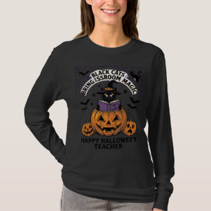T-shirt Prof Cat Halloween Citrouille Vintage Salle de cla