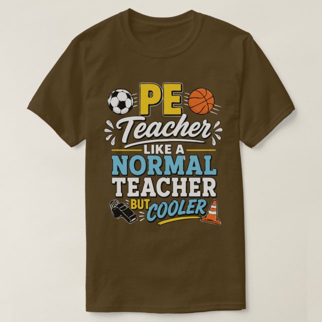 T-shirt Prof de gym comme un prof normal mais plus cool (Design devant)