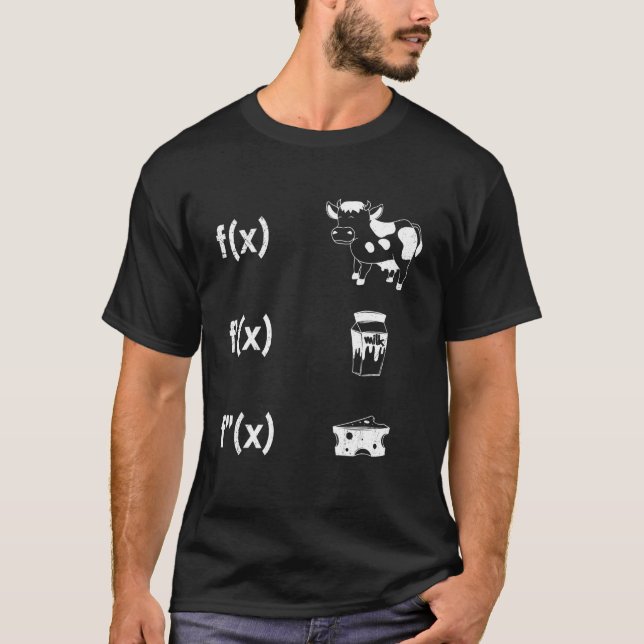 T-shirt Prof de maths Algèbre Dérivations Vache Lait Froma (Devant)