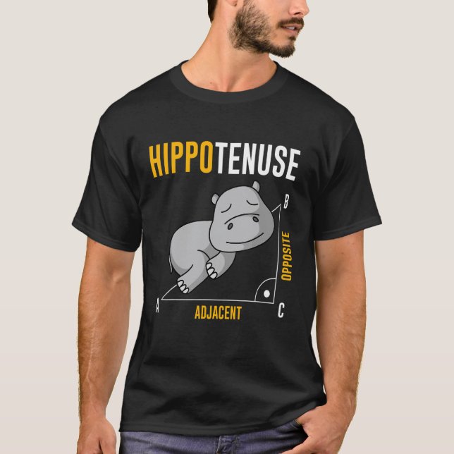 T-shirt Prof de maths algèbre hypoténuse hippopotame cheva (Devant)