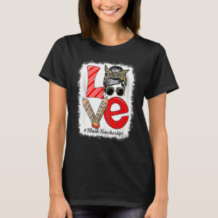 T-shirt Prof de maths amour chignon désordonné léopard ren