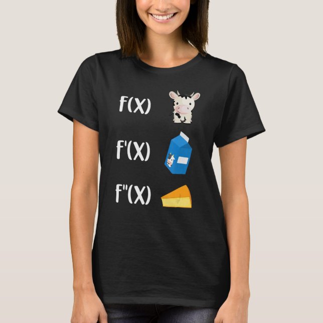 T-shirt Prof de maths drôle Art Vache Lait Fromage Calcul  (Devant)