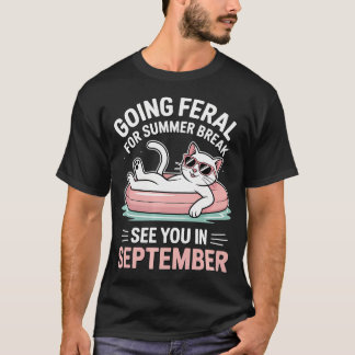 T-shirt Prof Enseignant Élève Chat Vacances D'été Drôle