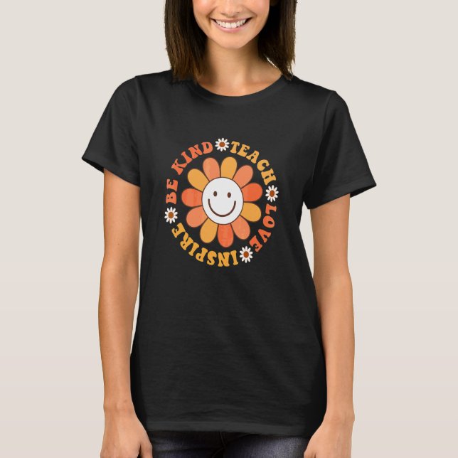 T-shirt Prof Enseignant Hippy Groovy Sois Gentil Enseigne  (Devant)