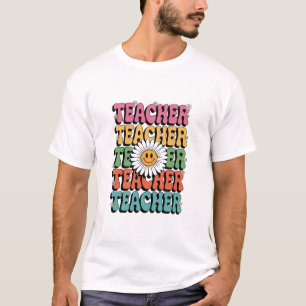 T-shirt Prof Enseignant Mignon Fleur de Marguerite Rétro R