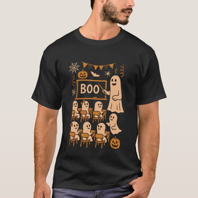 T-shirt Prof fantôme Halloween drôle enseignant aux élèves (Devant)