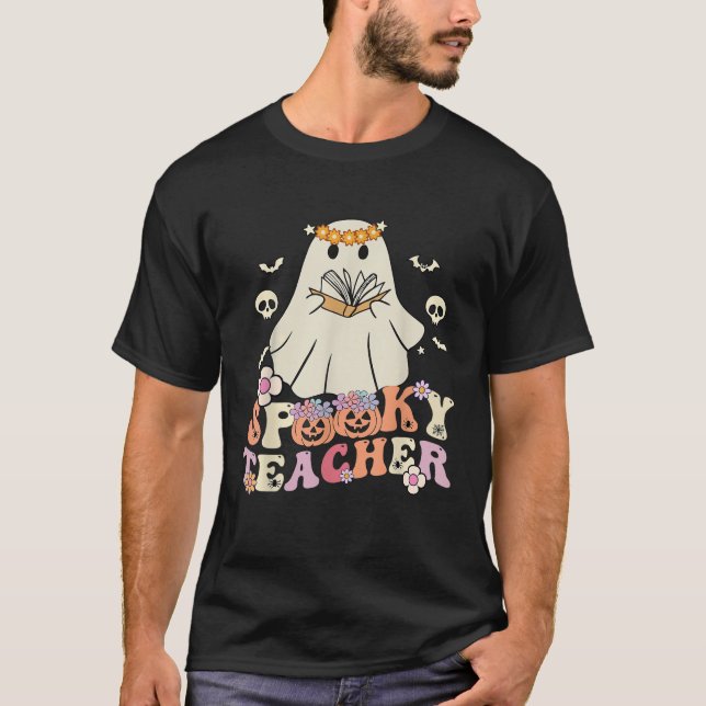 T-shirt Prof Fantôme Rétro Groovy Halloween Prof (Devant)