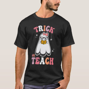 T-shirt Prof fantôme rétro Groovy Halloween Trick or Teach
