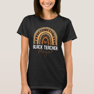 T-shirt Prof Magic Rainbow Leopard Noir Américain