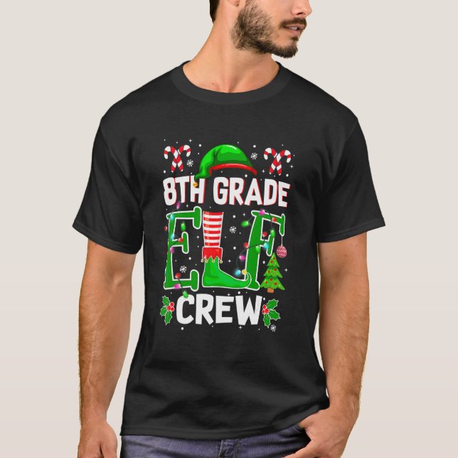 T-shirt Professeur 8e année Équipage d'elfe correspondant  (Devant)