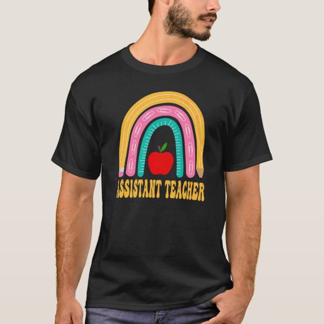 T-shirt Professeur Assistant Crayon Arc-en-ciel Rentrée Sc (Devant)