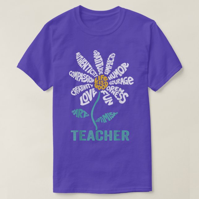 T-shirt Professeur Daisy Enseigner École Teach Sunflower  (Design devant)
