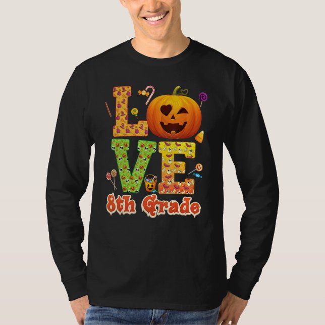 T-shirt Professeur d'amour de 8e année Citrouille Hallowee (Devant)