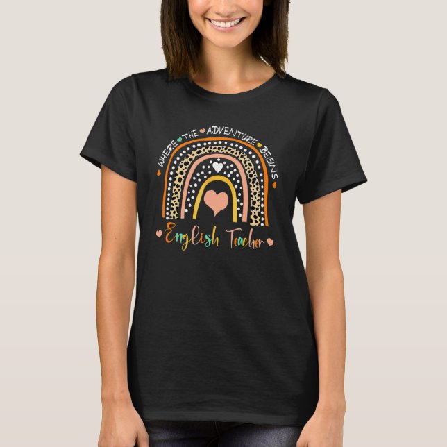 T-shirt Professeur d'anglais arc-en-ciel mignon léopard re (Devant)