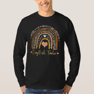 T-shirt Professeur d'anglais arc-en-ciel mignon léopard Re