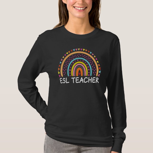 T-shirt Professeur d'anglais Boho Rainbow Retour à l'école (Devant)