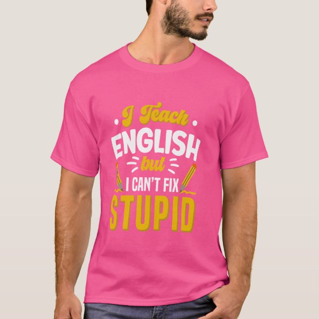 T-shirt Professeur d'anglais Police de grammaire (Devant)