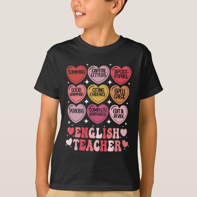 T-shirt Professeur d'anglais Saint-Valentin Grammaire Prof (Devant)