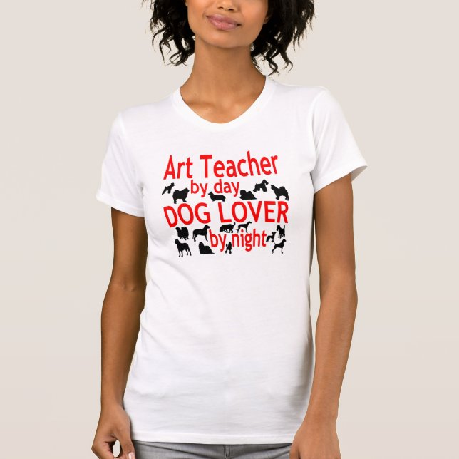T-shirt Professeur d'art Amoureux des chiens en rouge (Devant)