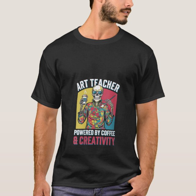 T-shirt Professeur D'Art Femme Powered By Coffee Creativit (Devant)