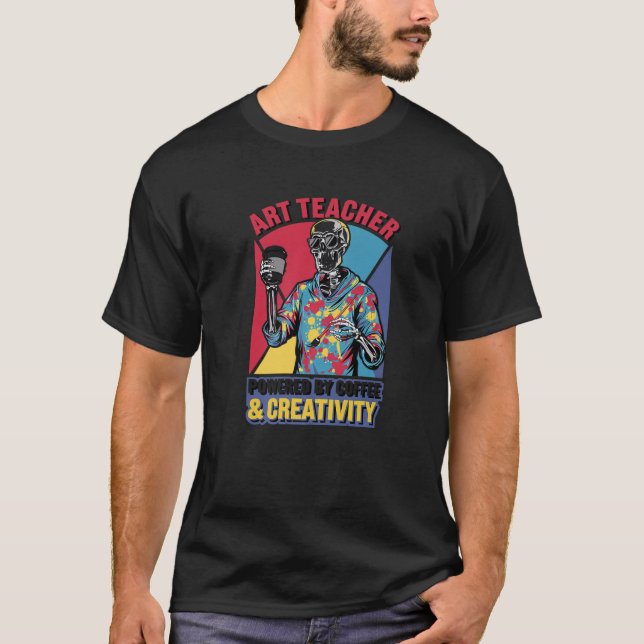 T-shirt Professeur D'Art Skeleton Actionné Par La Créativi (Devant)