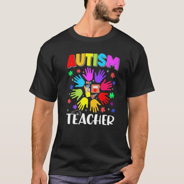 T-shirt Professeur d'autisme Puzzle Sensibilisation à l'au (Devant)