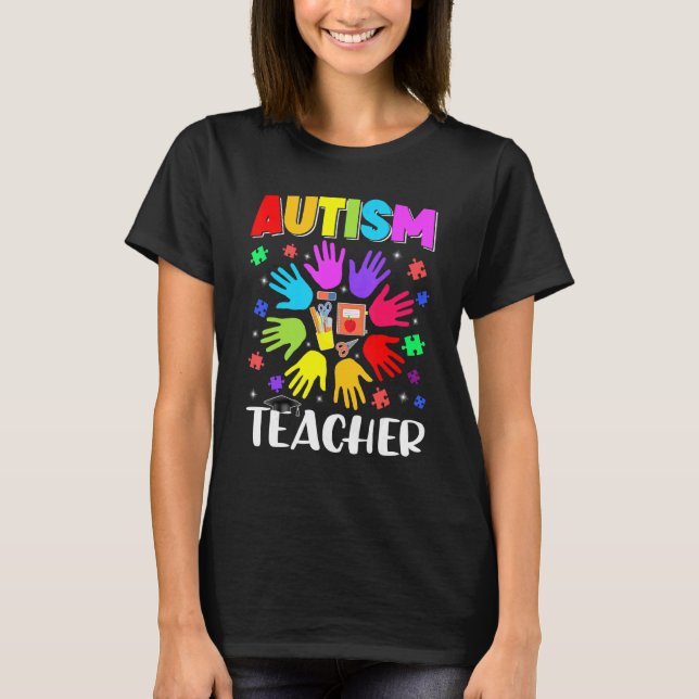 T-shirt Professeur d'autisme Puzzle Sensibilisation à l'au (Devant)
