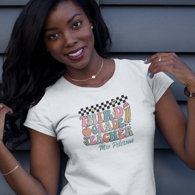 T-shirt Professeur de 3e année Retro personnalisé (Créateur téléchargé)