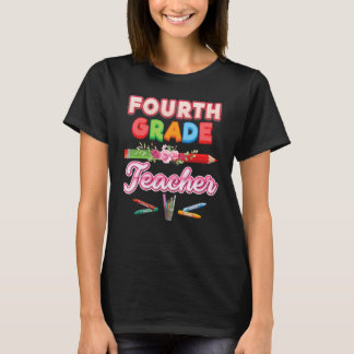 T-shirt Professeur de 4e année Quatrième crayon Floral Fle