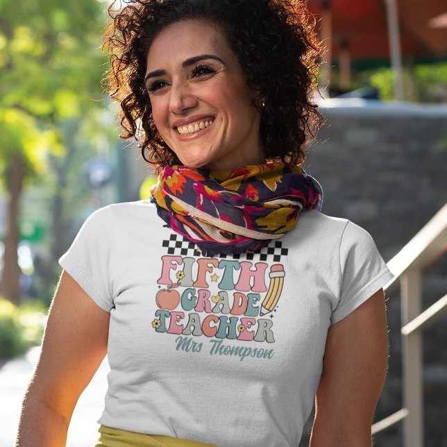 T-shirt Professeur de 5e année Retro personnalisé (Créateur téléchargé)