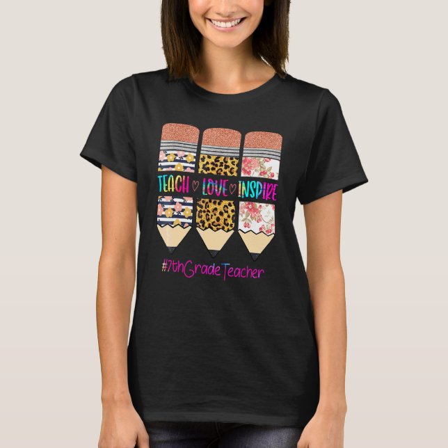 T-shirt Professeur de 7e année Enseigner Amour Inspirer Cr (Devant)
