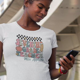 T-shirt Professeur de 7e année Retro personnalisé