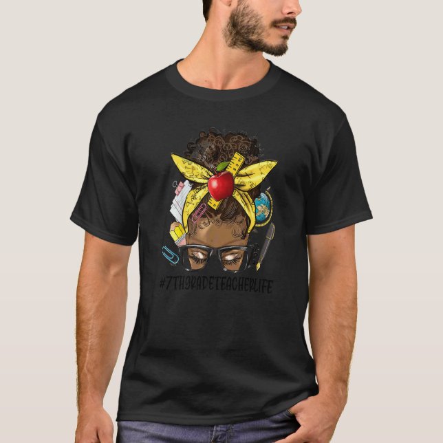 T-shirt Professeur de 7e année vie Afro Mois de l'histoire (Devant)