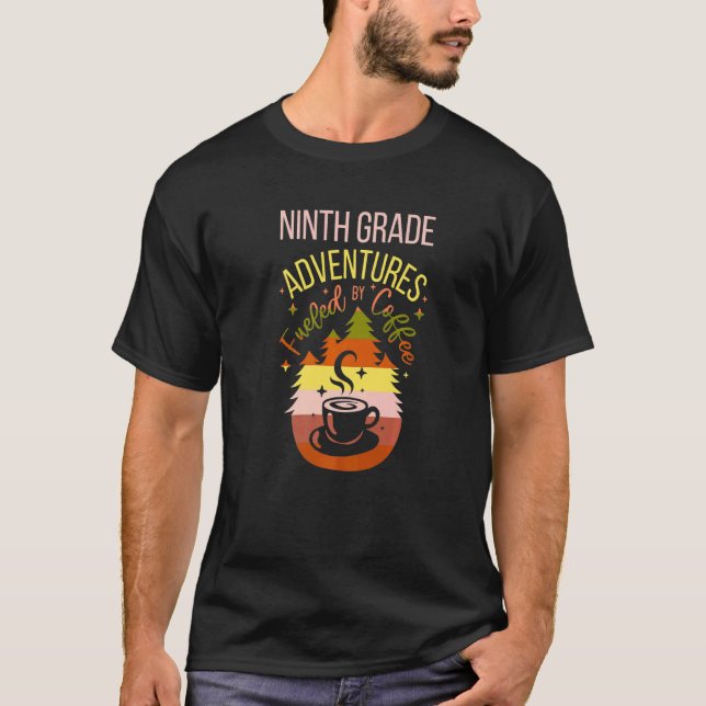 T-shirt Professeur de 9e année, retour à l'école, café, pr (Devant)