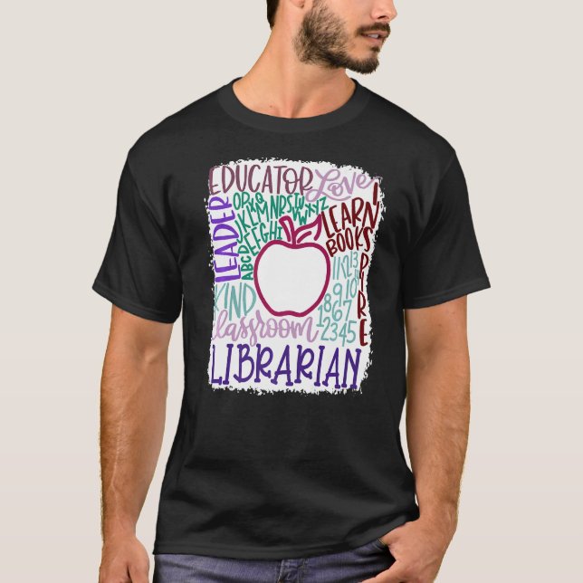 T-shirt Professeur De Bibliothécaire En Typographie Profes (Devant)