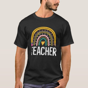 T-shirt Professeur de Boho Rainbow Leopard Appréciation de