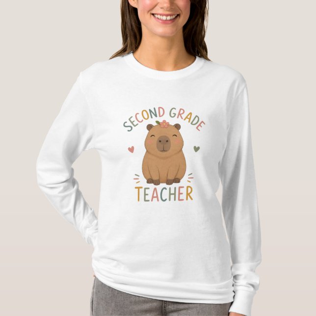 T-shirt Professeur de CE2 | Capybara souriant (Devant)