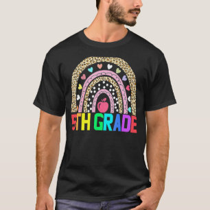 T-shirt Professeur de cinquième année Léopard Arc-en-ciel 