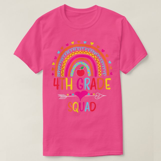 T-shirt Professeur de classe de 4e année Élève Arc-en-ciel (Design devant)