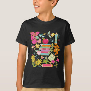 T-shirt Professeur de fleurs Boho Livre Crayon Apple Drôle