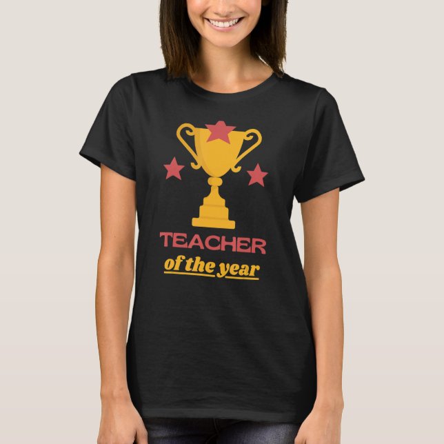 T-shirt Professeur De L'Année Avec Un Trophée Pour Mon Fav (Devant)