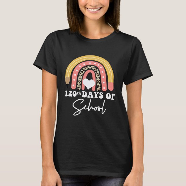 T-shirt Professeur de léopard arc-en-ciel du 120e jour d'é (Devant)