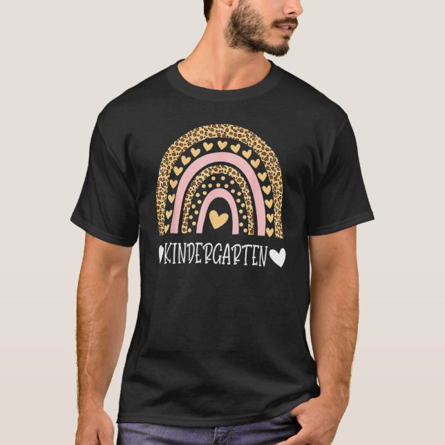 T-shirt Professeur de maternelle arc-en-ciel léopard premi (Devant)