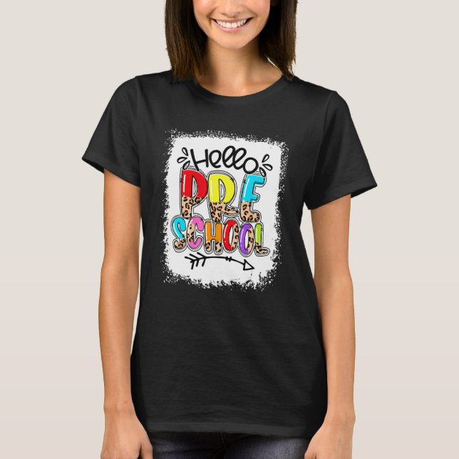 T-shirt Professeur de maternelle Hello Leopard   Premier j (Devant)
